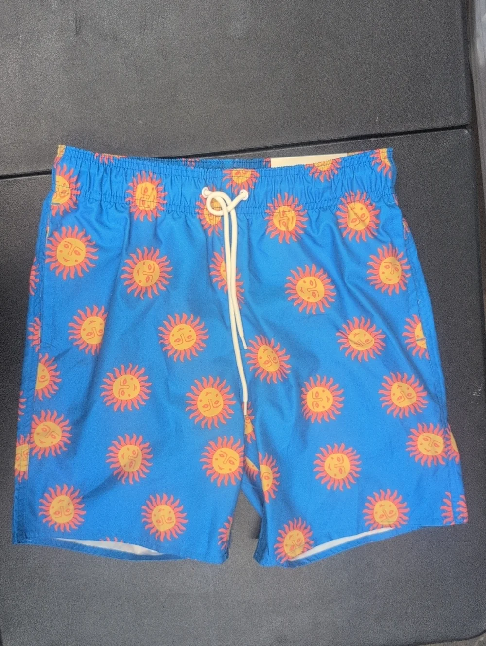 Men's Arizona Blue Swim Trunks with Orange Sun Motif Size S